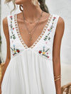 Lace Trim Embroidered Smock Dress