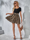 Leopard Paneled Self Belted Dress