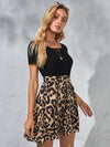 Leopard Paneled Self Belted Dress