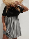 Plus Striped Spliced A line Dress