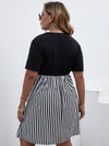 Plus Striped Spliced A line Dress