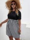 Plus Striped Spliced A line Dress