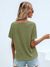 Waffle Knit V Neck Solid Tee