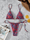 Paisley Print Triangle Thong Bikini Swimsuit