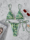 Paisley Print Triangle Thong Bikini Swimsuit