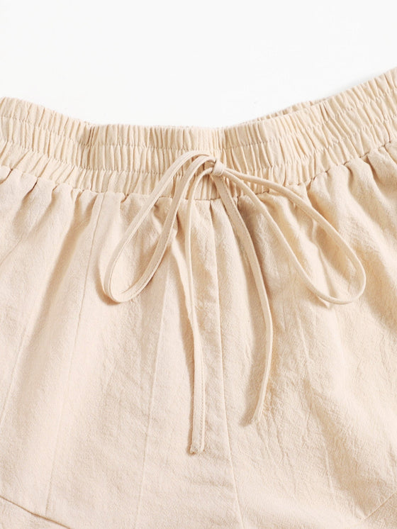 Frenchy Ruffle Hem Solid Shorts