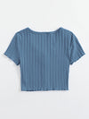 Lettuce Edge Button Front Rib knit Top