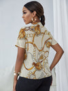 Chain Print Notched Neck Blouse