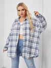 Plus Tartan Plaid Button Up Tunic Shirt