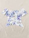 Tied Hem Puff Sleeve Crop Top