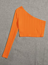 One Shoulder Rib knit Crop Top