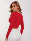 Surplice Neck Rib knit Crop Tee