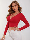 Surplice Neck Rib knit Crop Tee