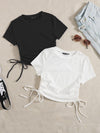 2 Pack Ruched Drawstring Side Tee