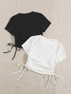 2 Pack Ruched Drawstring Side Tee