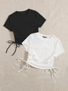 2 Pack Ruched Drawstring Side Tee