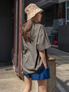 DAZY Letter And Mountain Print Oversized Tee
