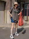 DAZY Letter And Mountain Print Oversized Tee