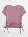 EZwear F Neon Orange Drawstring Side Solid Top