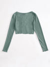 Lettuce Edge Waffle Knit Button Up Top
