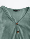 Lettuce Edge Waffle Knit Button Up Top