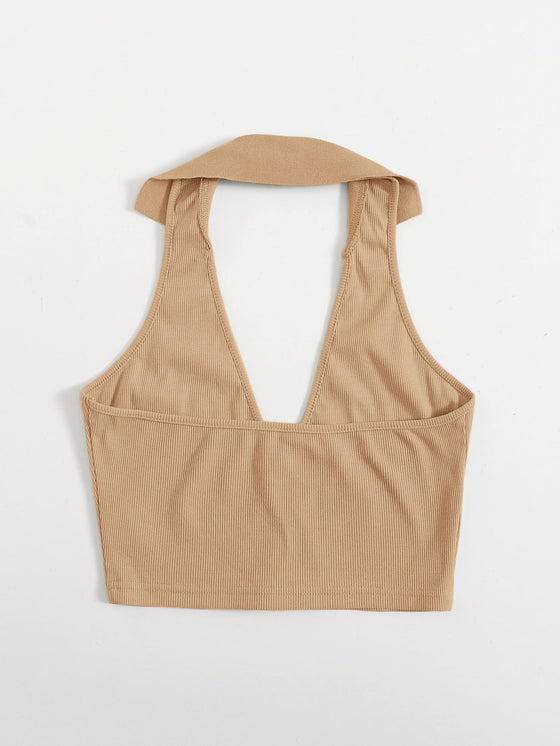 Open Back Crop Halter Top
