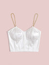 Chain Detail Silky Bustier Cami Crop Top