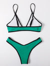 Contrast Binding Triangle Bikini Swimsuit