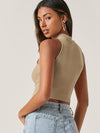 BASICS Mock Neck Crop Tank Top