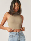 BASICS Mock Neck Crop Tank Top