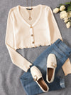 Lettuce Edge Waffle Knit Button Up Top