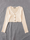 Lettuce Edge Waffle Knit Button Up Top