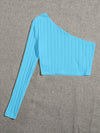 One Shoulder Rib knit Crop Top