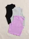 3 Pack Mock Neck Rib knit Tank Top