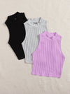 3 Pack Mock Neck Rib knit Tank Top