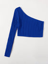 One Shoulder Rib knit Crop Top
