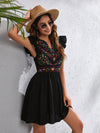 Floral Embroidered Butterfly Sleeve Dress