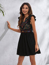 Floral Embroidered Butterfly Sleeve Dress