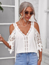 Cold Shoulder Guipure Lace Top