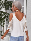 Cold Shoulder Guipure Lace Top