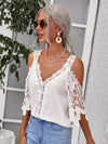 Cold Shoulder Guipure Lace Top