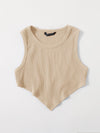 EZwear F Asymmetrical Hem Rib knit Crop Tank Top