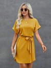 Solid Self Tie Tunic Dress