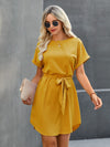 Solid Self Tie Tunic Dress