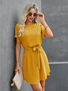 Solid Self Tie Tunic Dress