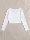 EZwear F Solid V Neck Crop Tee