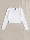 EZwear F Solid V Neck Crop Tee