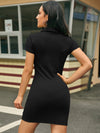 Button Front Ruched Bodycon Dress