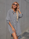 Striped Roll Up Sleeve Shirt Dress