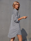 Striped Roll Up Sleeve Shirt Dress
